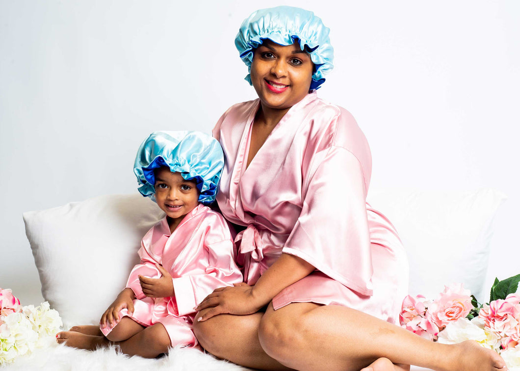 Mommy and Me Hair Bonnets (Blue)