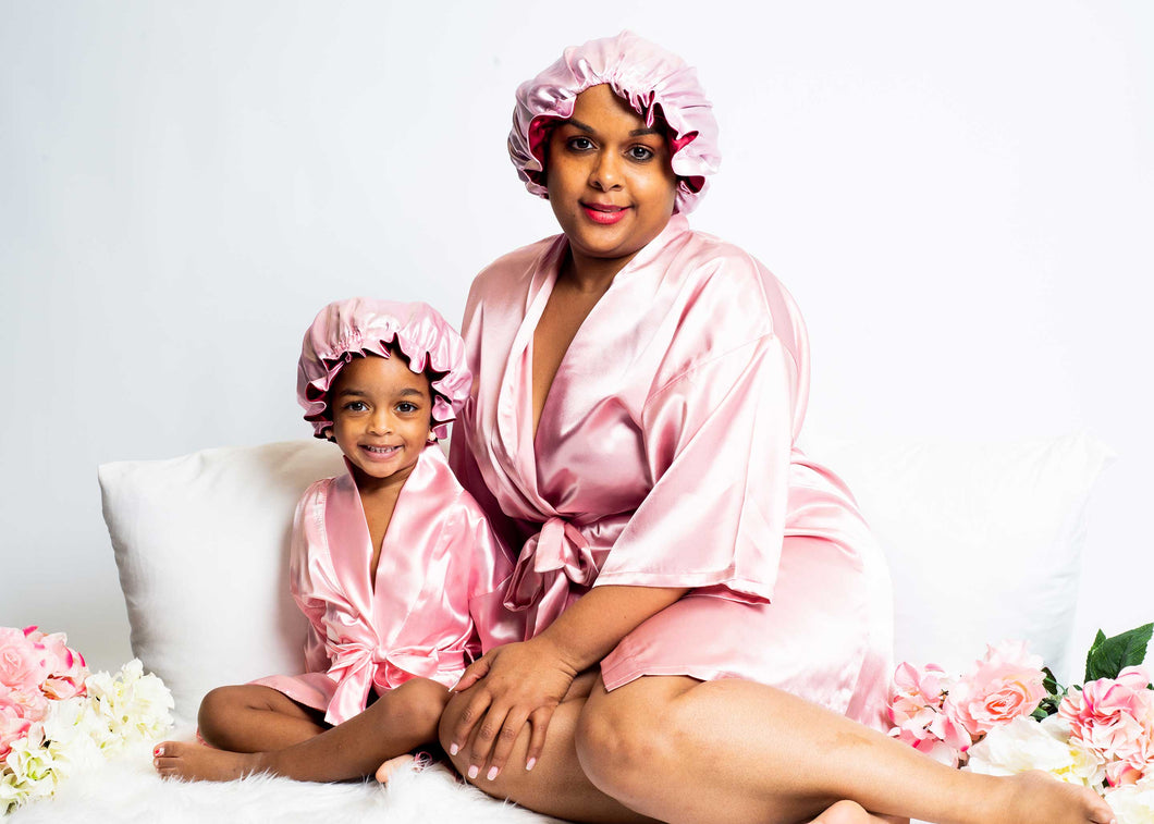 Mommy and Me Hair Bonnets (Pink)